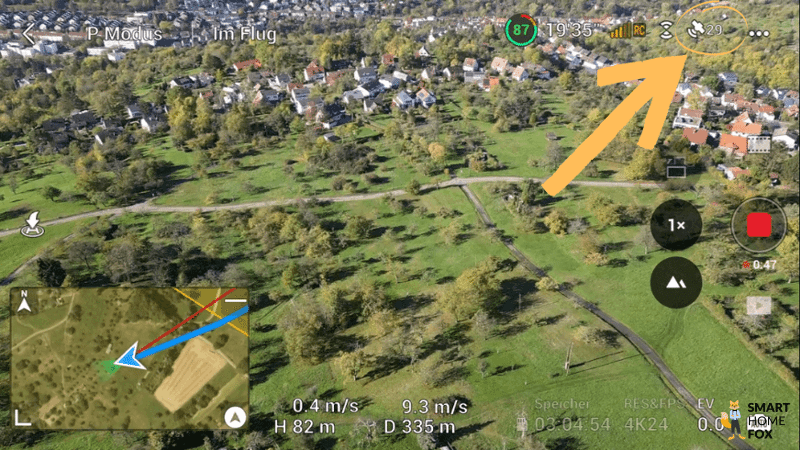 In der DJI Fly App kannst Du sehen auf wieviel Satelliten die DJI Mini 3 Pro derzeit zugriff hat.